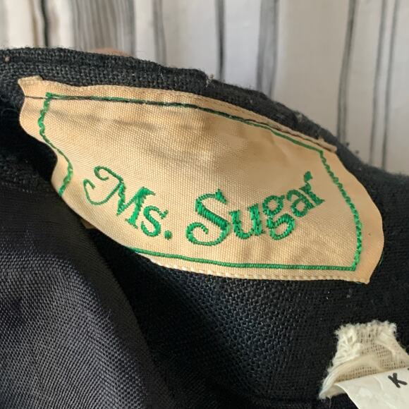 Vintage Ms. Sugar Striped Midi Dress Outfit with Vest and Tie Neck - Picture 8 of 16